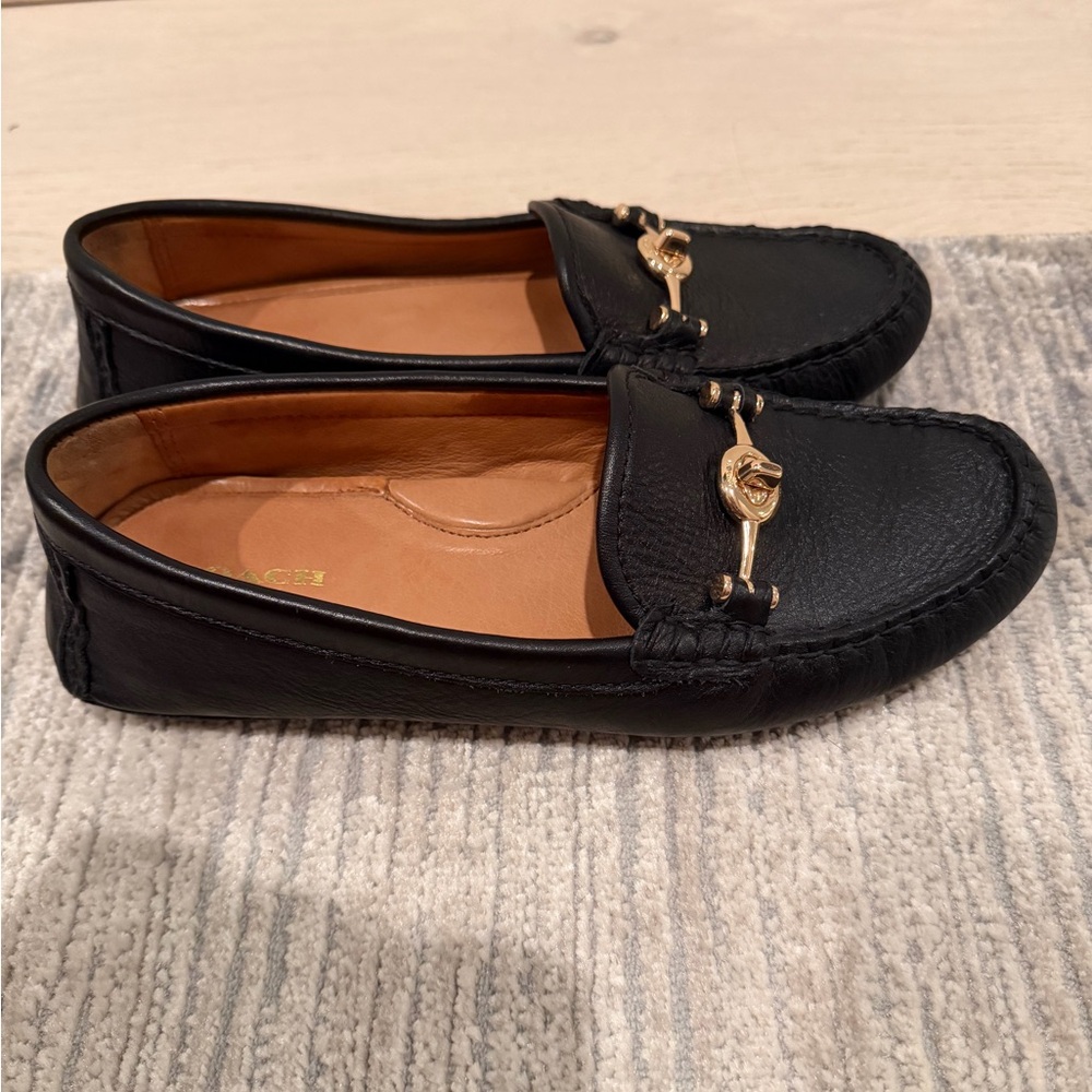 Coach Black Loafers with Gold Accents